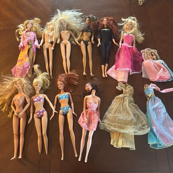 Vintage Barbie Doll Lot of 10 w/ Clothes & Accessories – AS-IS - Picture 1 of 6
